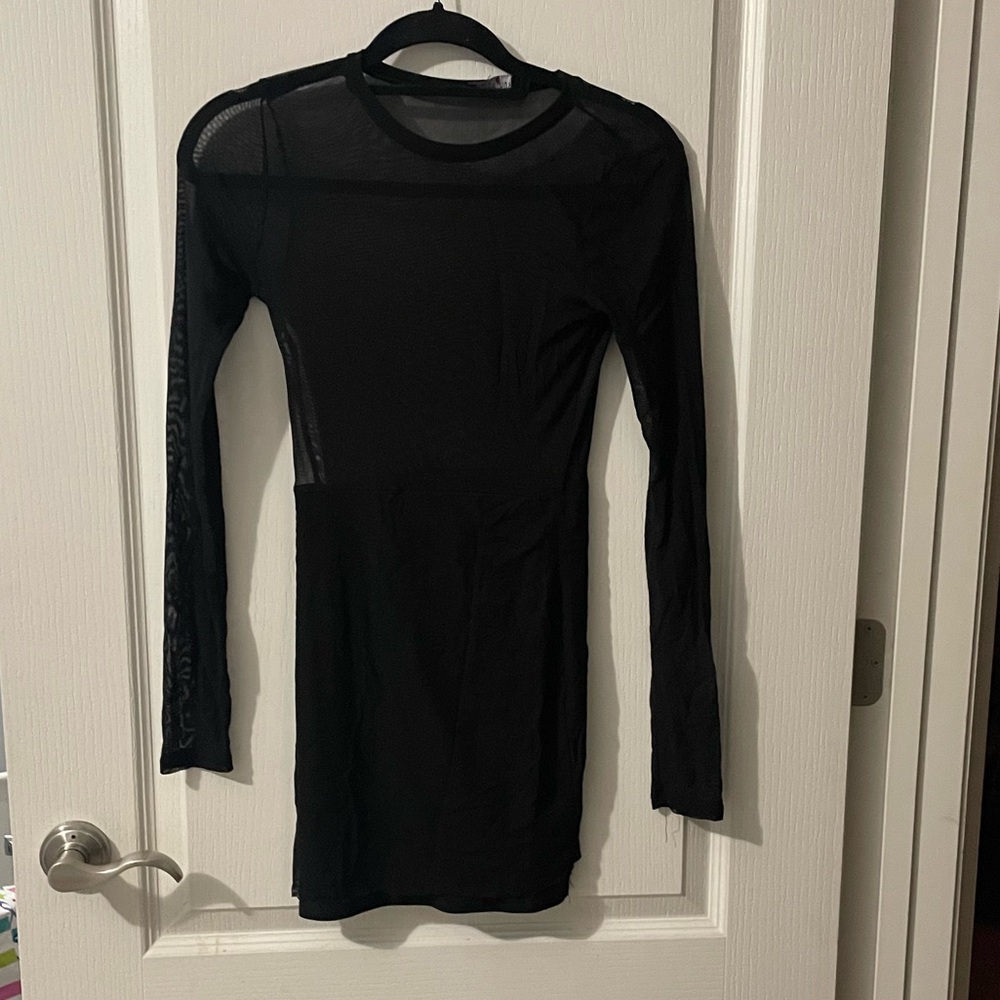 Black fashion nova sheer dress size small